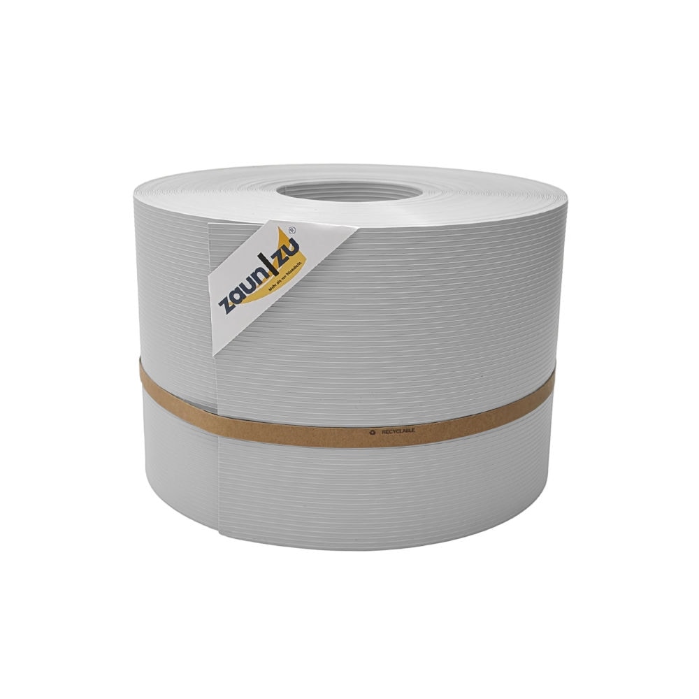 zaun|zu&reg; Sichtschutzstreifen Rille PP f&uuml;r Doppelstabmatte Zaunblende Lichtgrau 50m - Bild 1