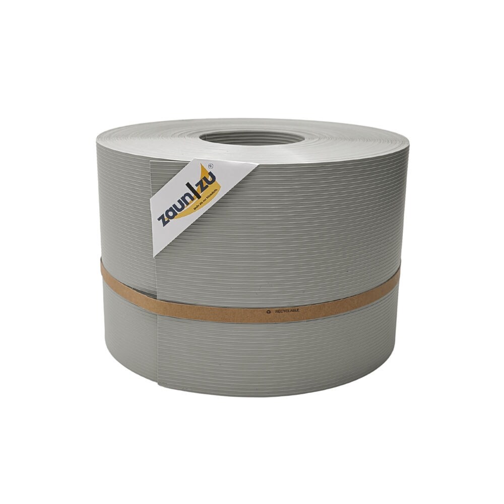 zaun zu® Sichtschutzstreifen Rille PP für Doppelstabmatte Zaunblende Steingrau 50m