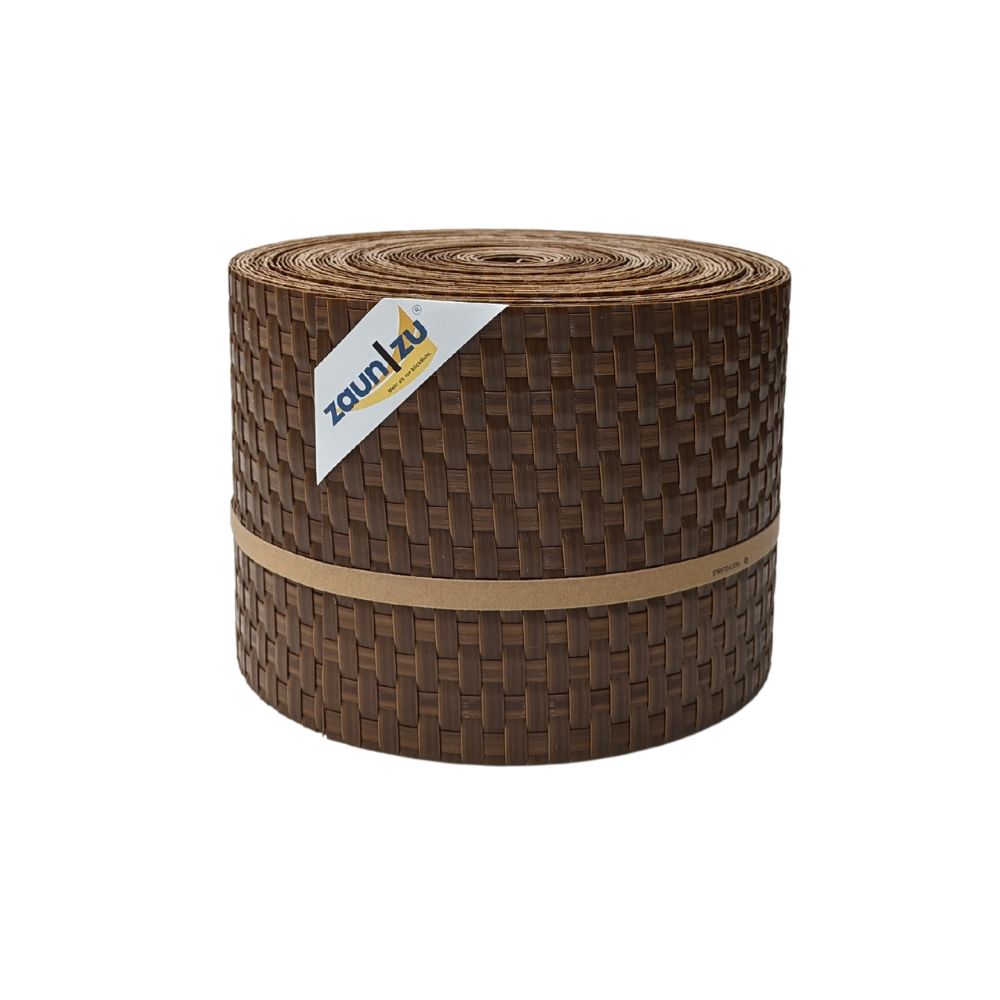 zaun|zu&reg; Sichtschutzstreifen Rattan PE f&uuml;r Doppelstabmatten Honigbraun 26m - Bild 1