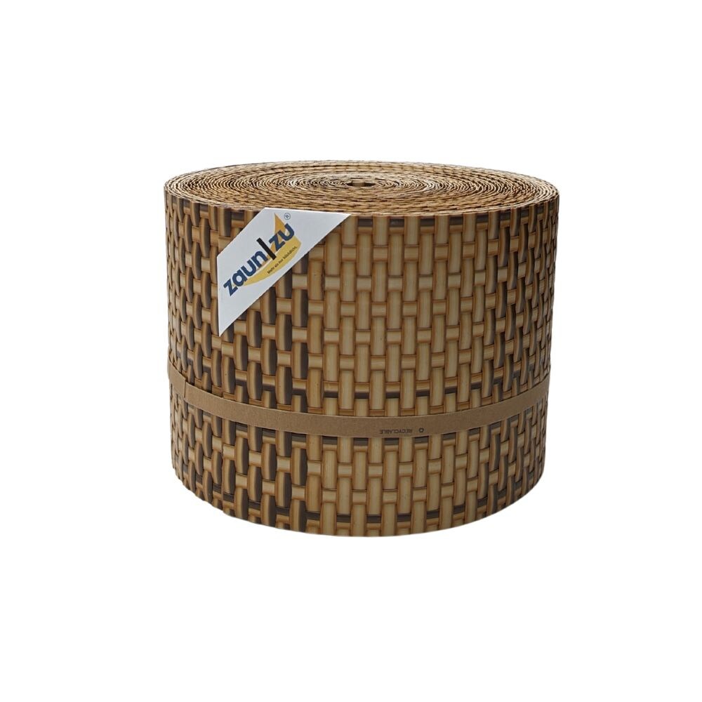 zaun zu® Sichtschutzstreifen Rattan PE für Doppelstabmatten Stroh 26m