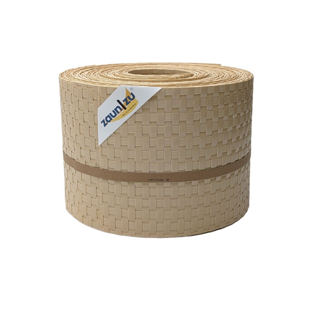 zaun|zu&reg; Sichtschutzstreifen Rattan f&uuml;r Doppelstabmatten UV-best&auml;ndig Beige 10x 2,55m - Bild 1