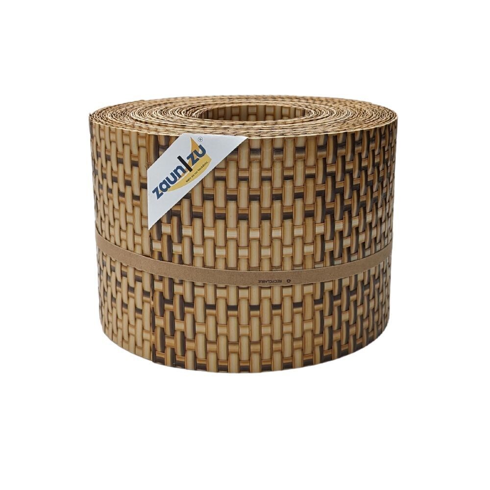 zaun zu® Sichtschutzstreifen Rattan für Doppelstabmatten UV-beständig Stroh 10x 2,55m