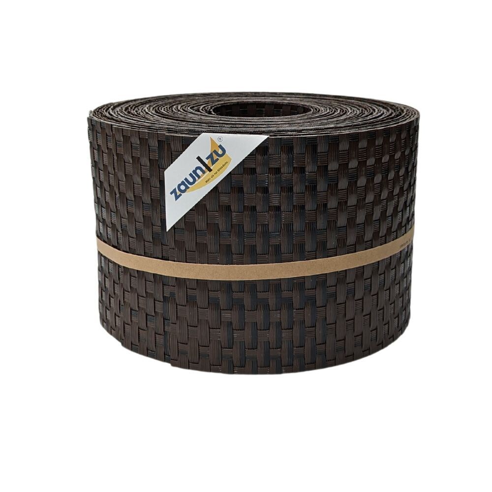 zaun zu® Sichtschutzstreifen Rattan für Doppelstabmatten UV-beständig Schwarzbraun 10x 2,55m