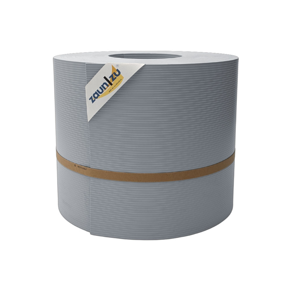 zaun|zu&reg; Sichtschutzstreifen Rille Maxi Rolle f&uuml;r Doppelstabmatten 24cm hoch Fenstergrau 50m - Bild 1