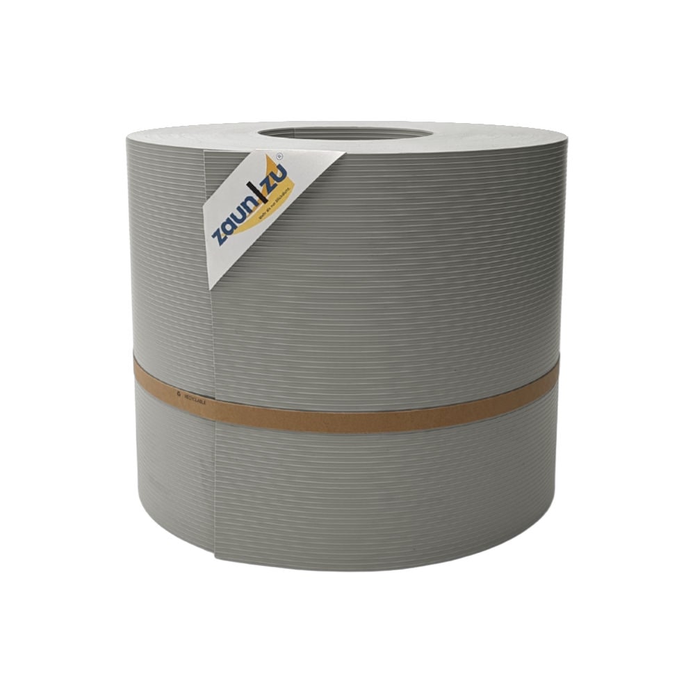 zaun|zu&reg; Sichtschutzstreifen Rille Maxi Rolle f&uuml;r Doppelstabmatten 24cm hoch Steingrau 50m - Bild 1