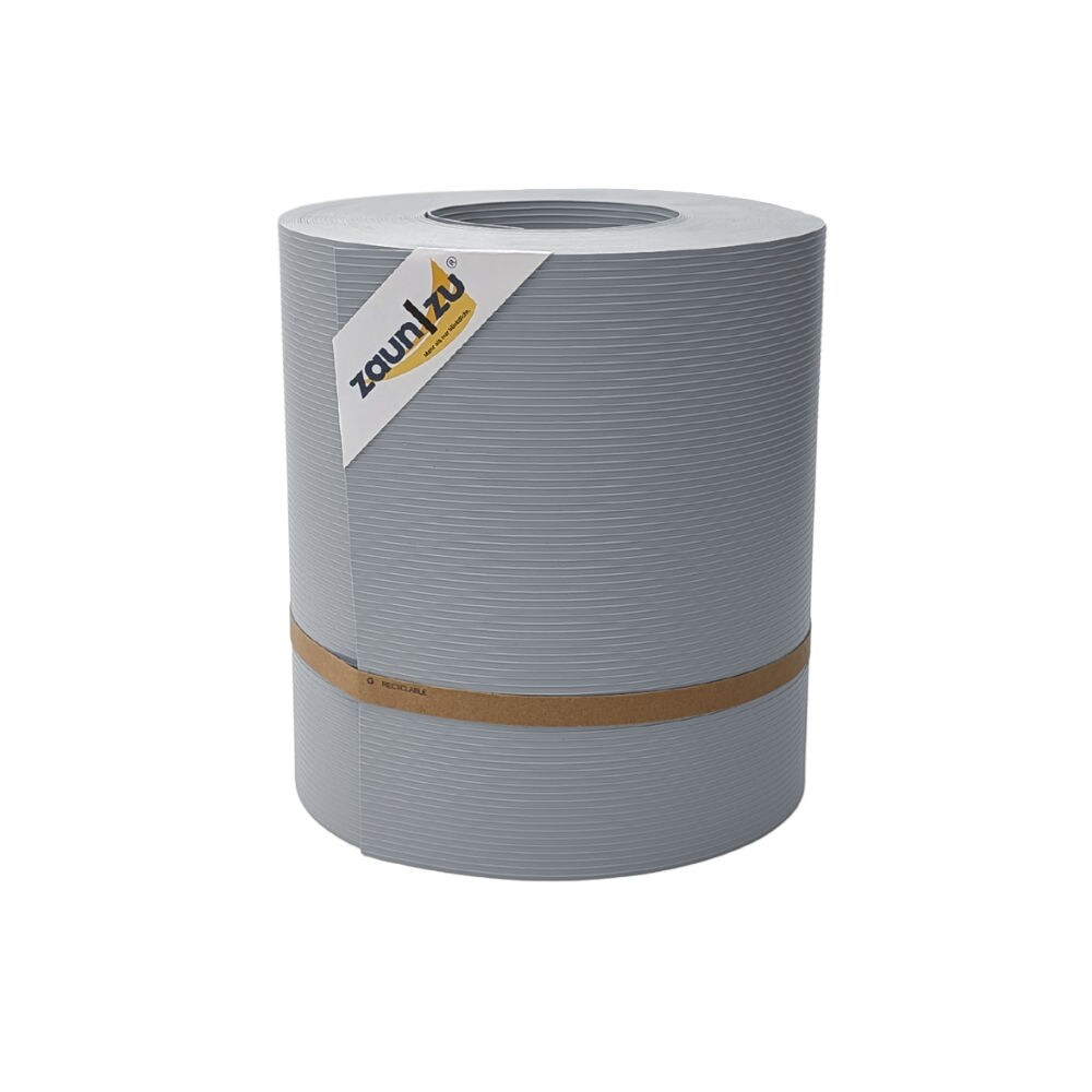 zaun|zu&reg; Sichtschutzstreifen Rille Maxi Rolle f&uuml;r Doppelstabmatten 24cm hoch Fenstergrau 26m - Bild 1