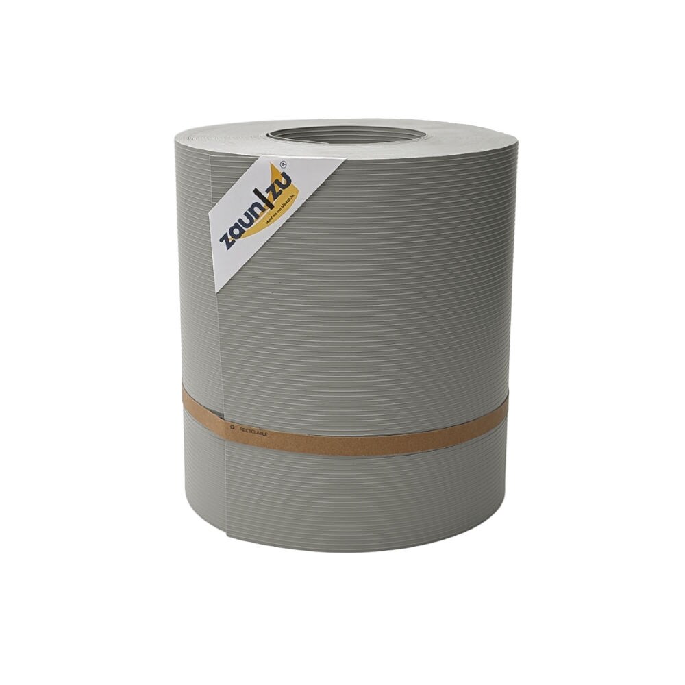 zaun|zu&reg; Sichtschutzstreifen Rille Maxi Rolle f&uuml;r Doppelstabmatten 24cm hoch Steingrau 26m - Bild 1