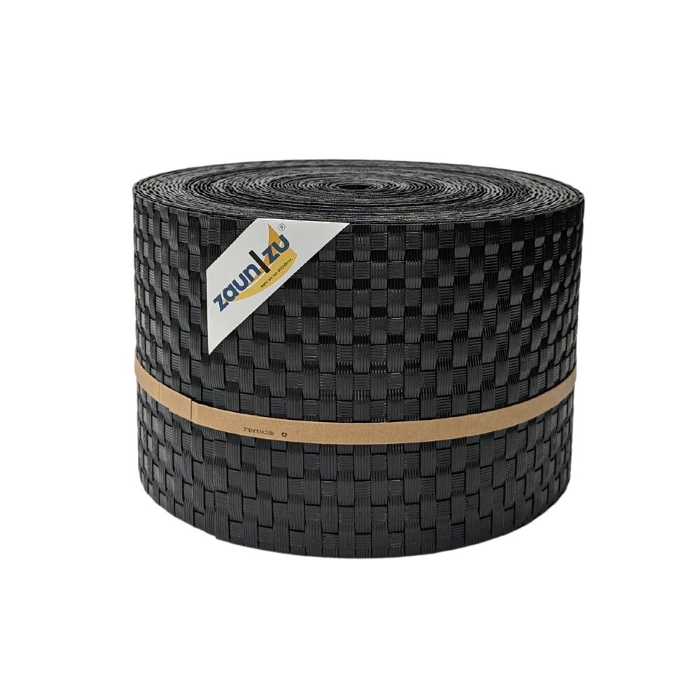 zaun zu® Sichtschutzstreifen Rattan PE für Doppelstabmatten Schwarz 26m