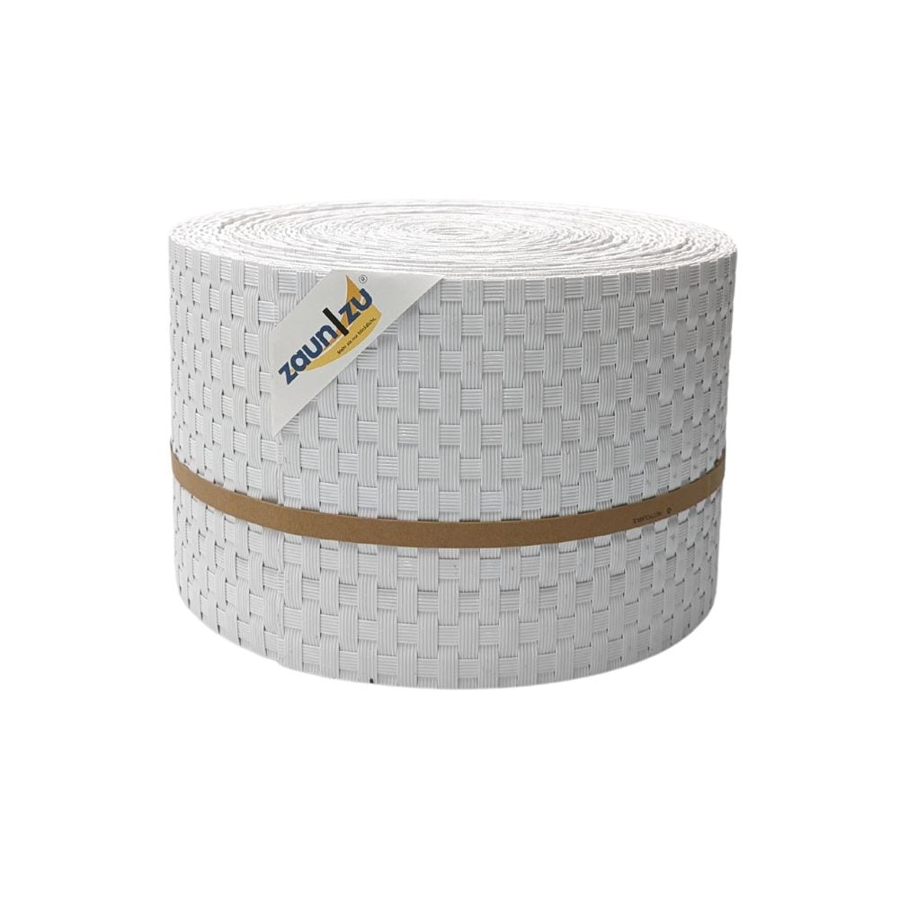 zaun|zu&reg; Sichtschutzstreifen Rattan PE f&uuml;r Doppelstabmatten Wei&szlig; 26m - Bild 1