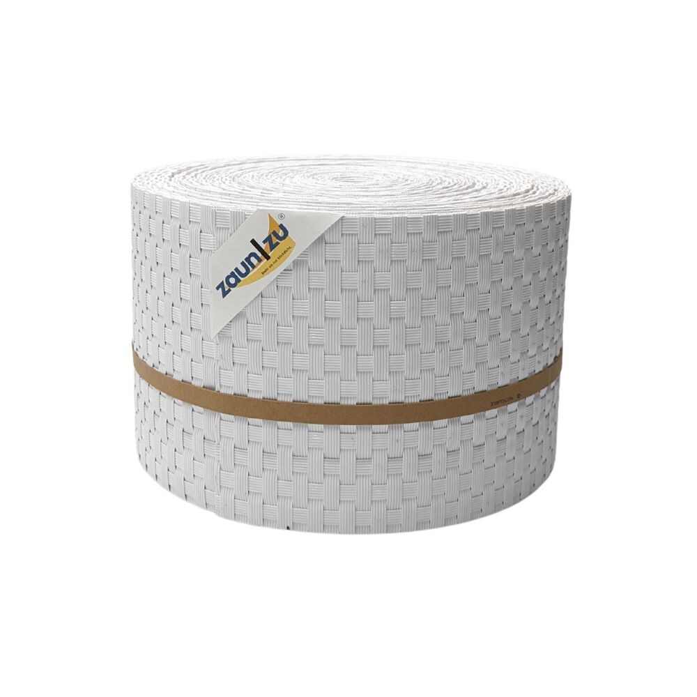zaun zu® Sichtschutzstreifen Rattan PE für Doppelstabmatten Weiß 26m