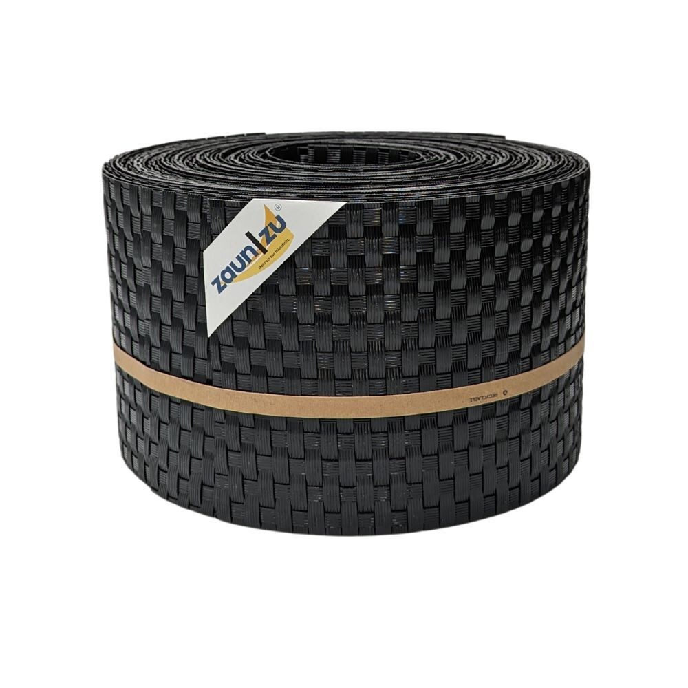 zaun zu® Sichtschutzstreifen Rattan für Doppelstabmatten UV-beständig Schwarz 10x 2,55m