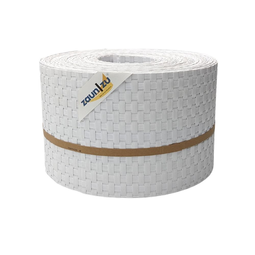 zaun zu® Sichtschutzstreifen Rattan für Doppelstabmatten UV-beständig Weiß 10x 2,55m