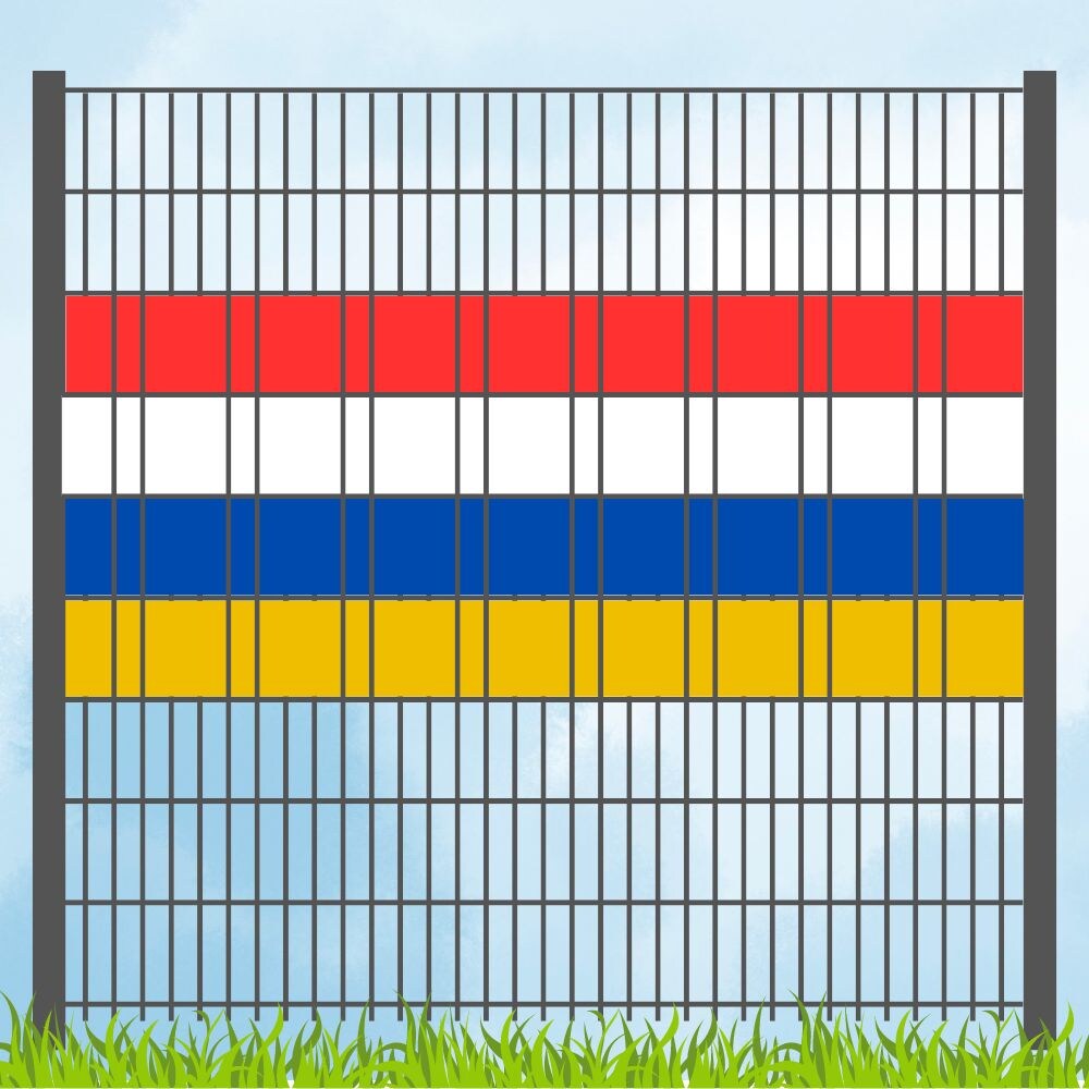 zaun|zu&reg; Sichtschutz Fastnachtsfarben Rot-Wei&szlig;-Blau-Gelb Volle Streifenbreite - Bild 1