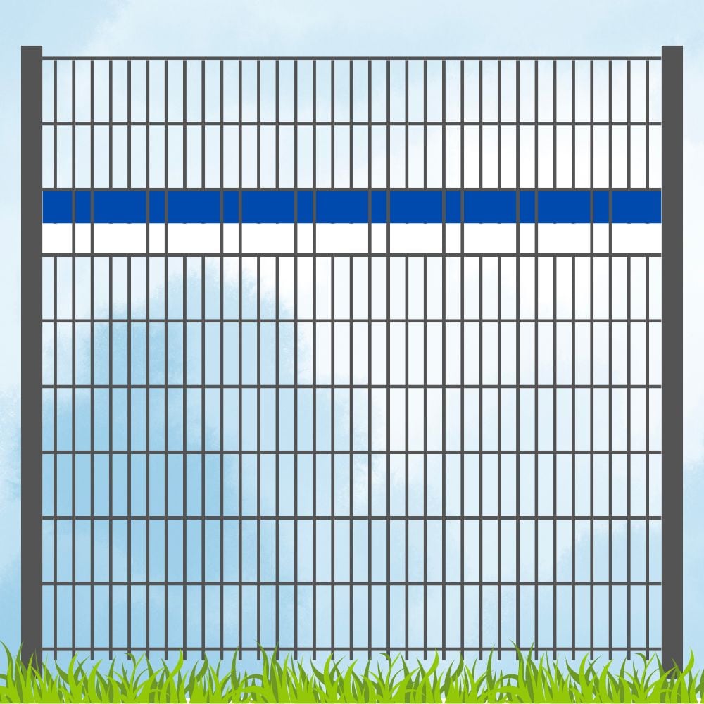 zaun|zu&reg; Sichtschutzstreifen PP Sichtschutz Fanartikel Vereinsfarben Blau/Wei&szlig; Akzentstreifen - Bild 1