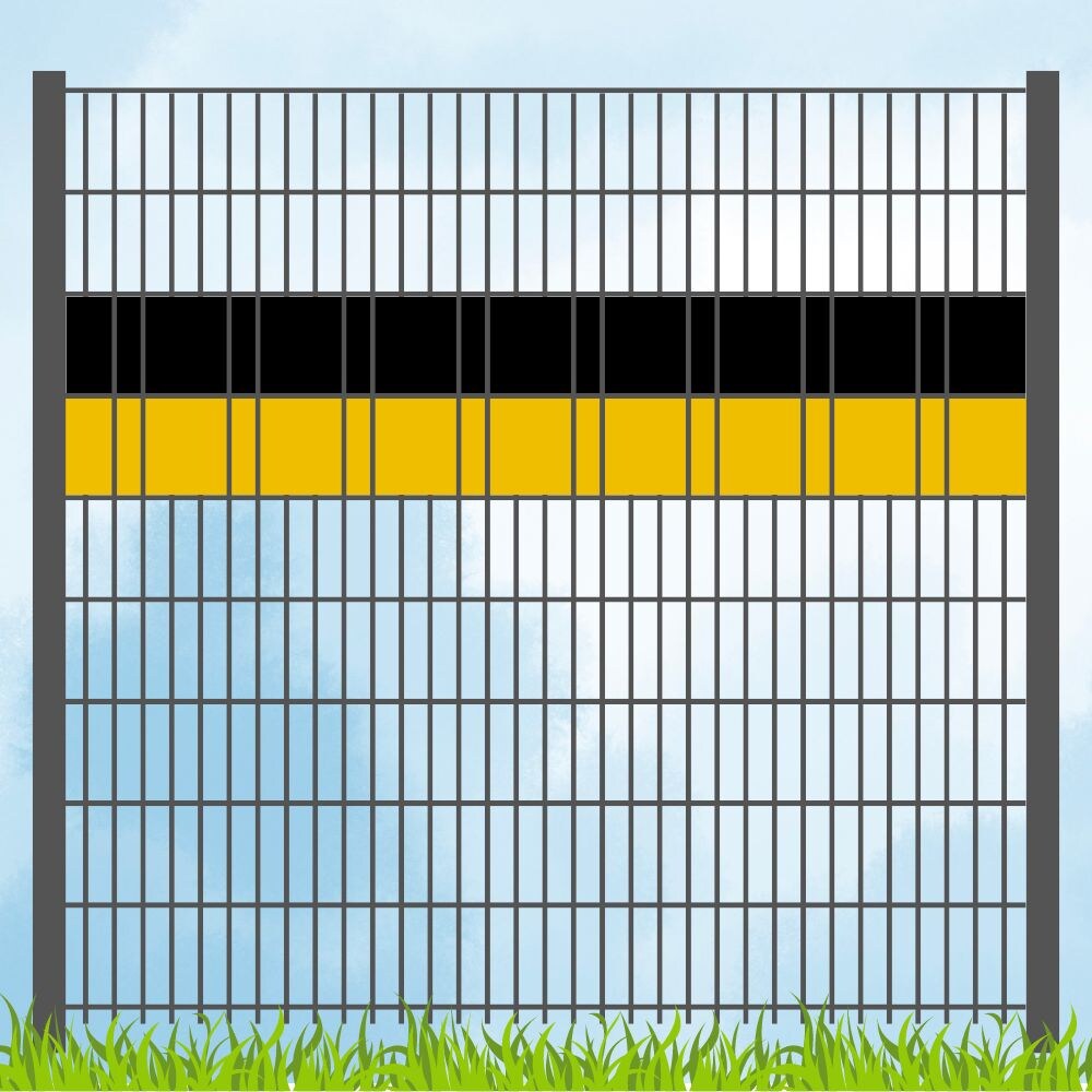 zaun|zu&reg; Sichtschutz Vereinsfarben Schwarz/Gelb Volle Streifenbreite - Bild 1