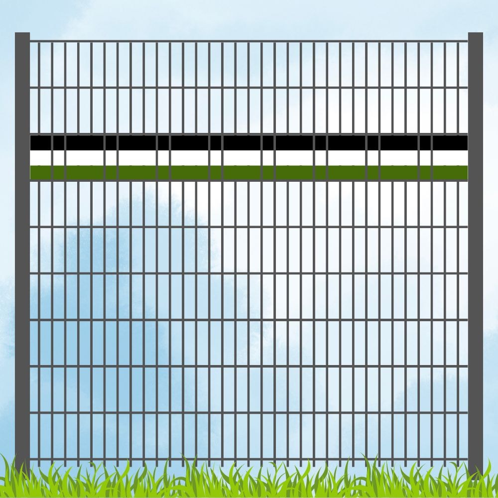 zaun|zu&reg; Sichtschutz Vereinsfarben Schwarz/Wei&szlig;/Gr&uuml;n Akzentstreifen - Bild 1