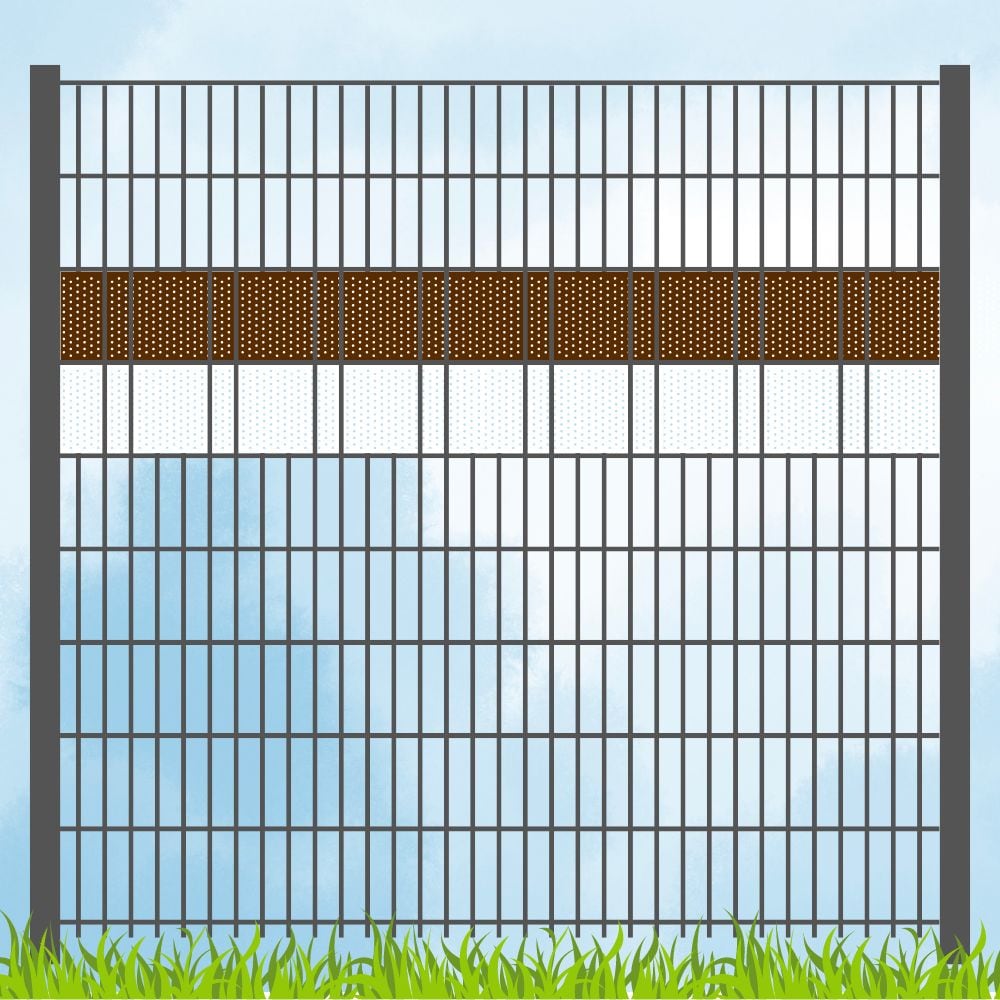 zaun|zu&reg; Sichtschutzstreifen Fanartikel Vereinsfarben Braun/Wei&szlig; Volle Streifenbreite GELOCHT - Bild 1