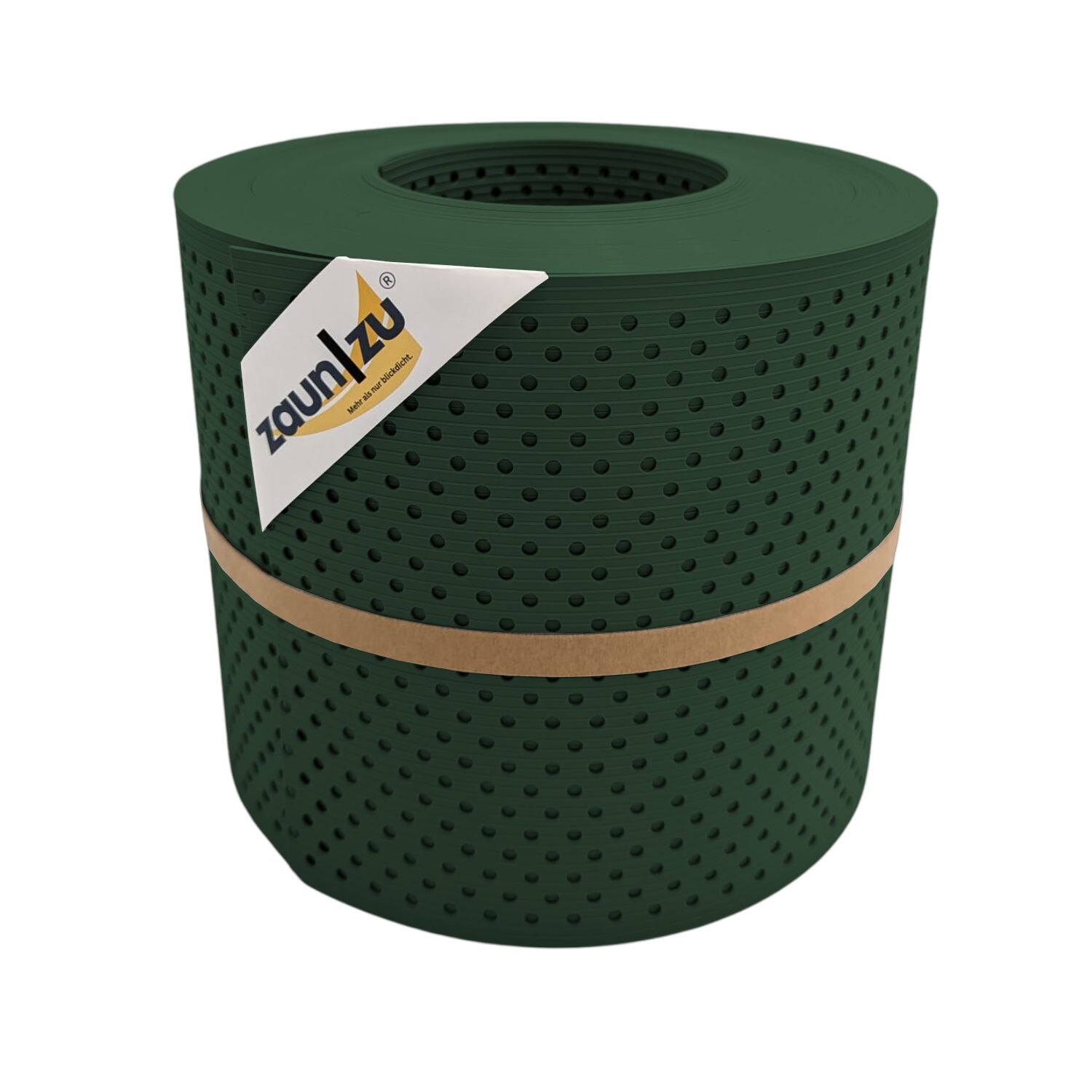 zaun|zu&reg; Sichtschutzstreifen Rille Gelocht 15 Prozent PP Streifen Tannengr&uuml;n 26m - Bild 1