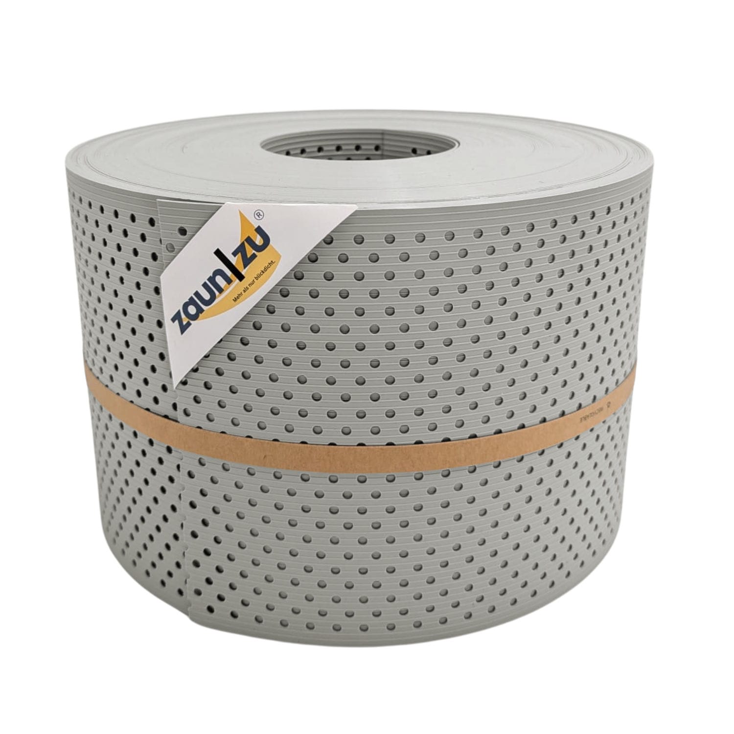 zaun|zu&reg; Sichtschutzstreifen Rille Gelocht 15 Prozent PP Streifen Steingrau 50m - Bild 1
