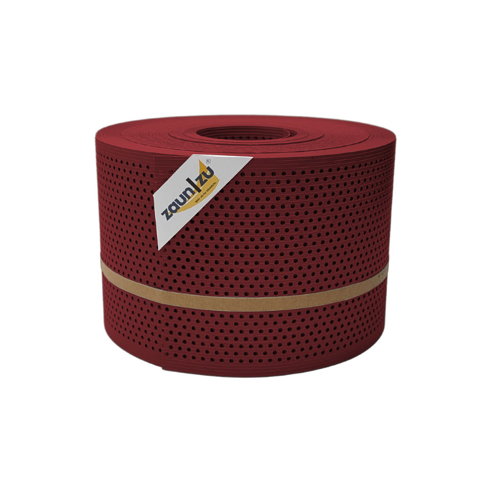 zaun|zu&reg; Sichtschutzstreifen Rille Gelocht 20 Prozent PP Streifen Bordeauxrot , 50 m - Bild 1