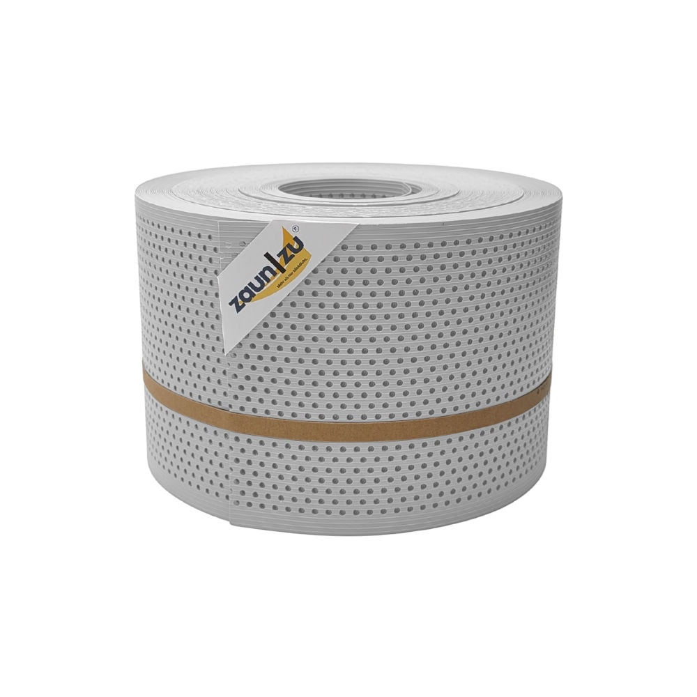 zaun|zu&reg; Sichtschutzstreifen Rille Gelocht 20 Prozent PP Streifen Lichtgrau 50m - Bild 1