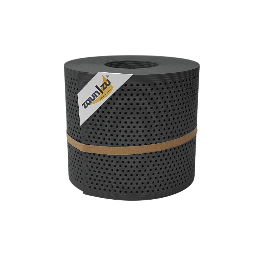 zaun|zu&reg; Sichtschutzstreifen Rille Gelocht 20 Prozent PP Streifen Anthrazit 26m - Bild 1