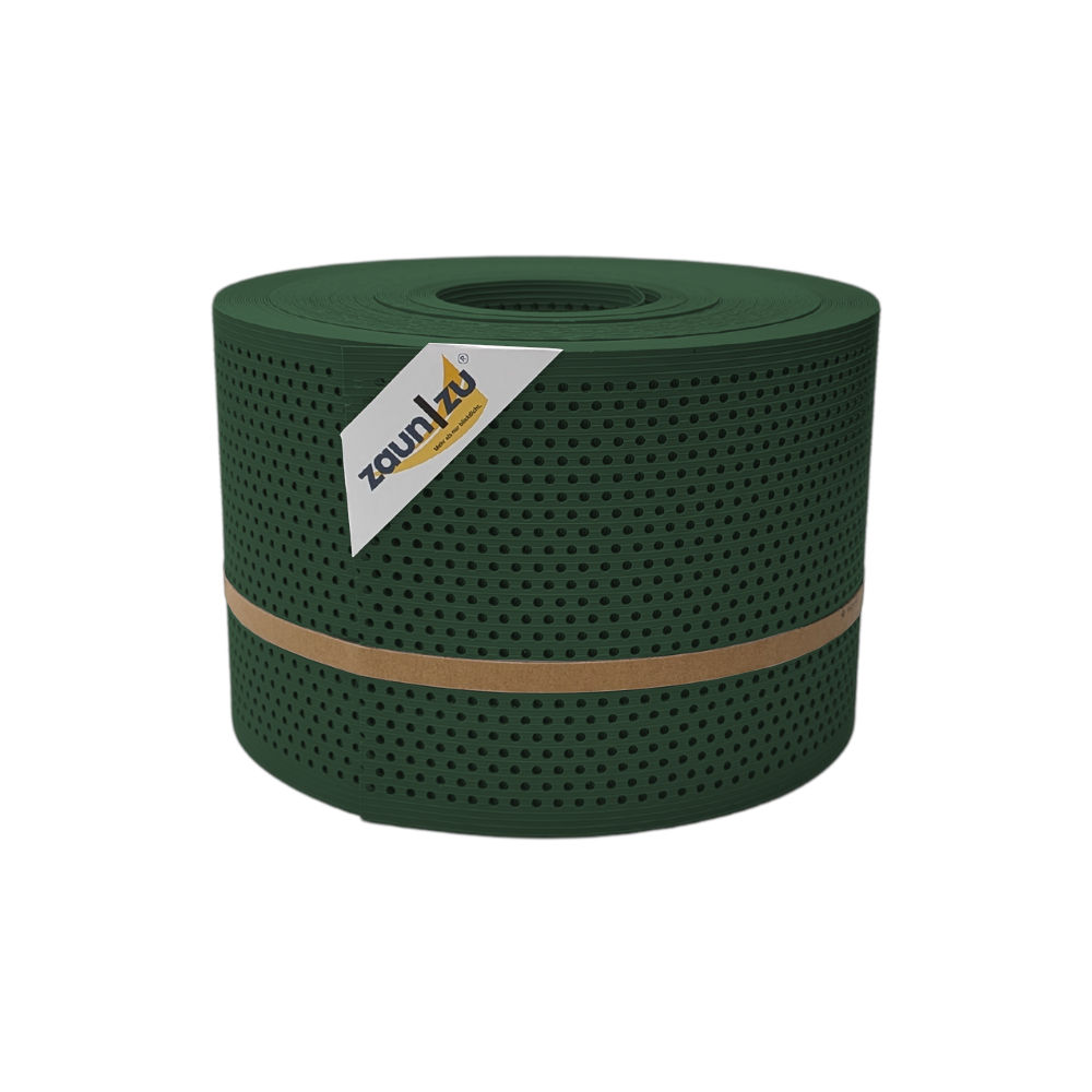 zaun|zu&reg; Sichtschutzstreifen Rille Gelocht 20 Prozent PP Streifen Tannengr&uuml;n 50m - Bild 1