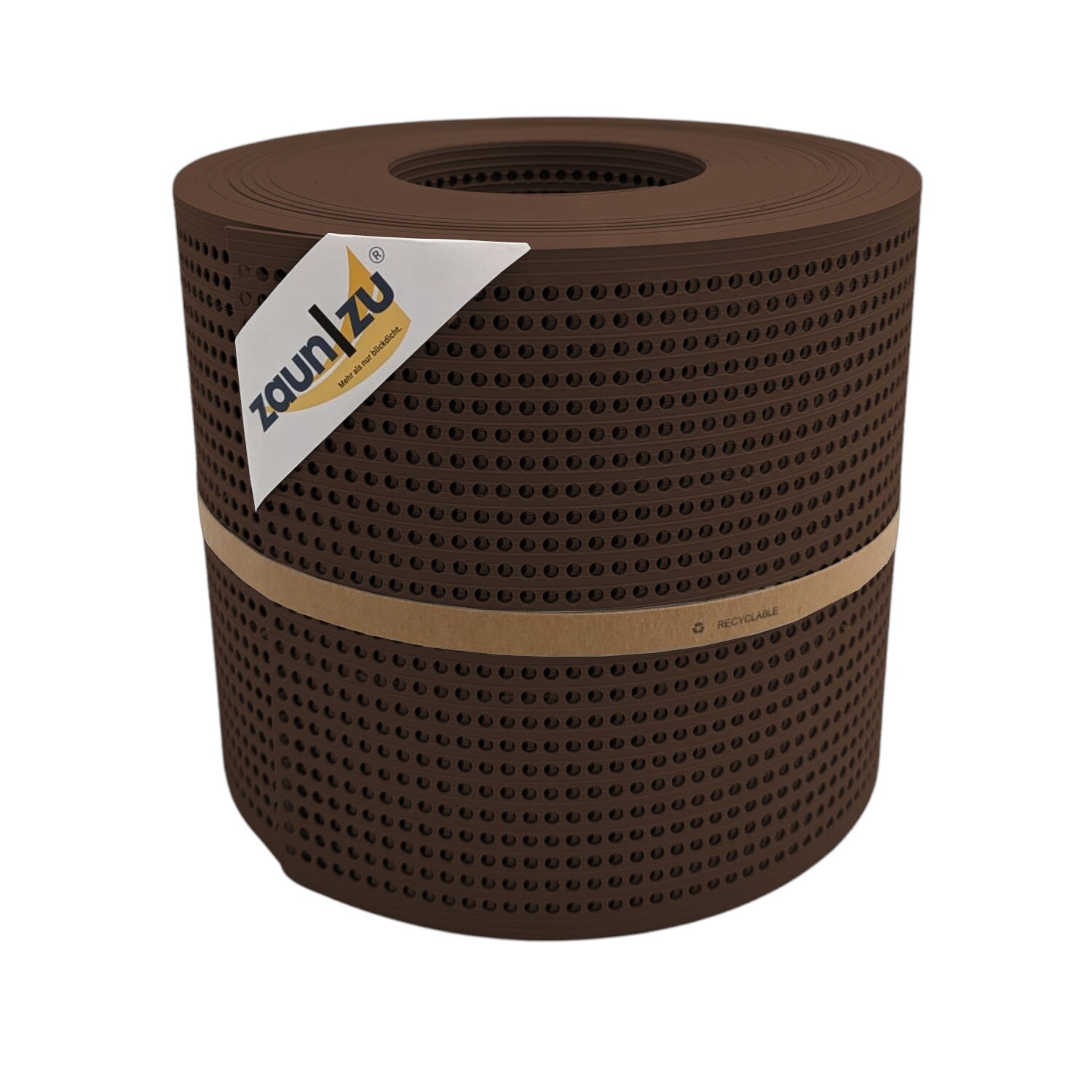 zaun|zu&reg; Sichtschutzstreifen Rille Gelocht 30 Prozent PP Streifen Braun 26m - Bild 1