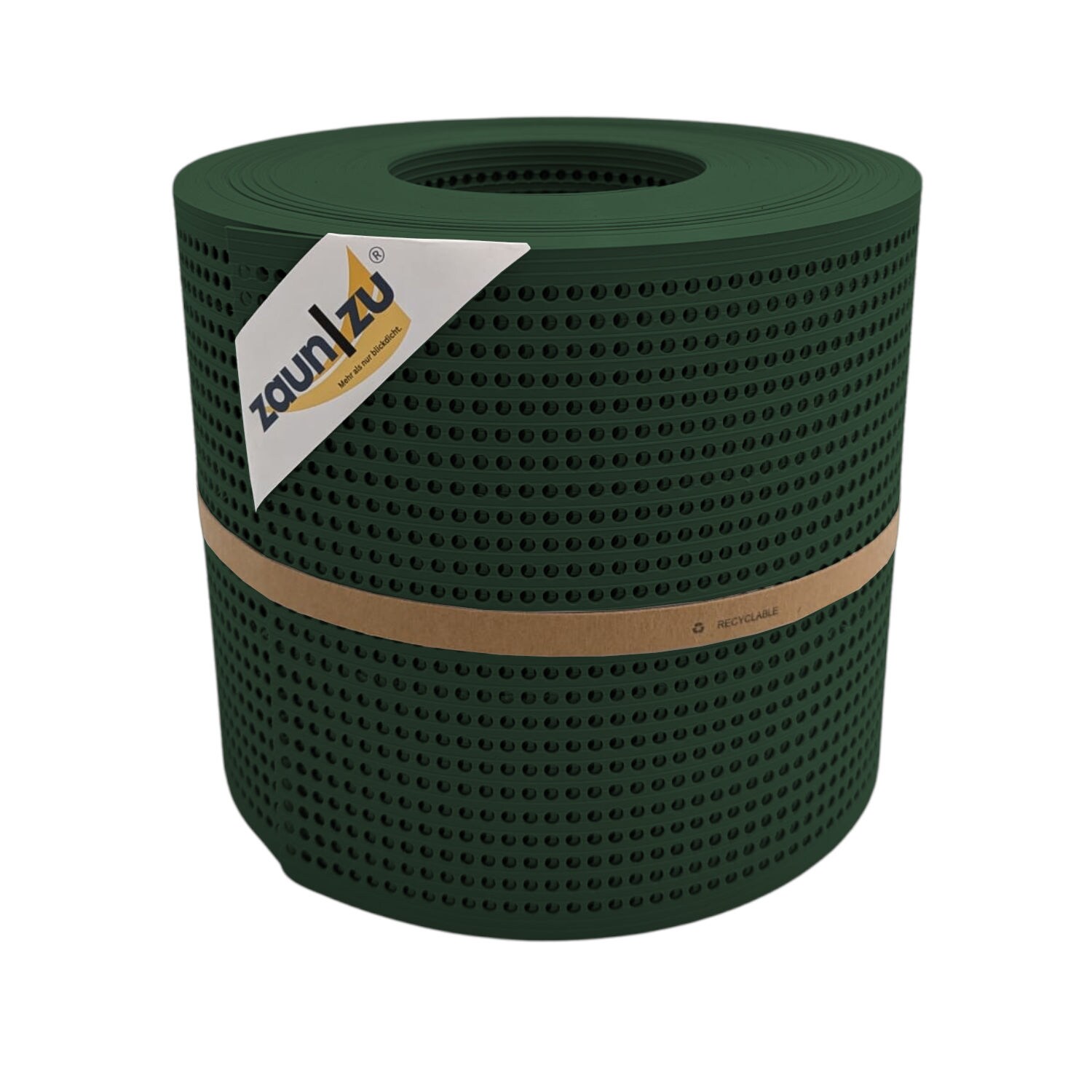 zaun|zu&reg; Sichtschutzstreifen Rille Gelocht 30 Prozent PP Streifen Tannengr&uuml;n 26m - Bild 1