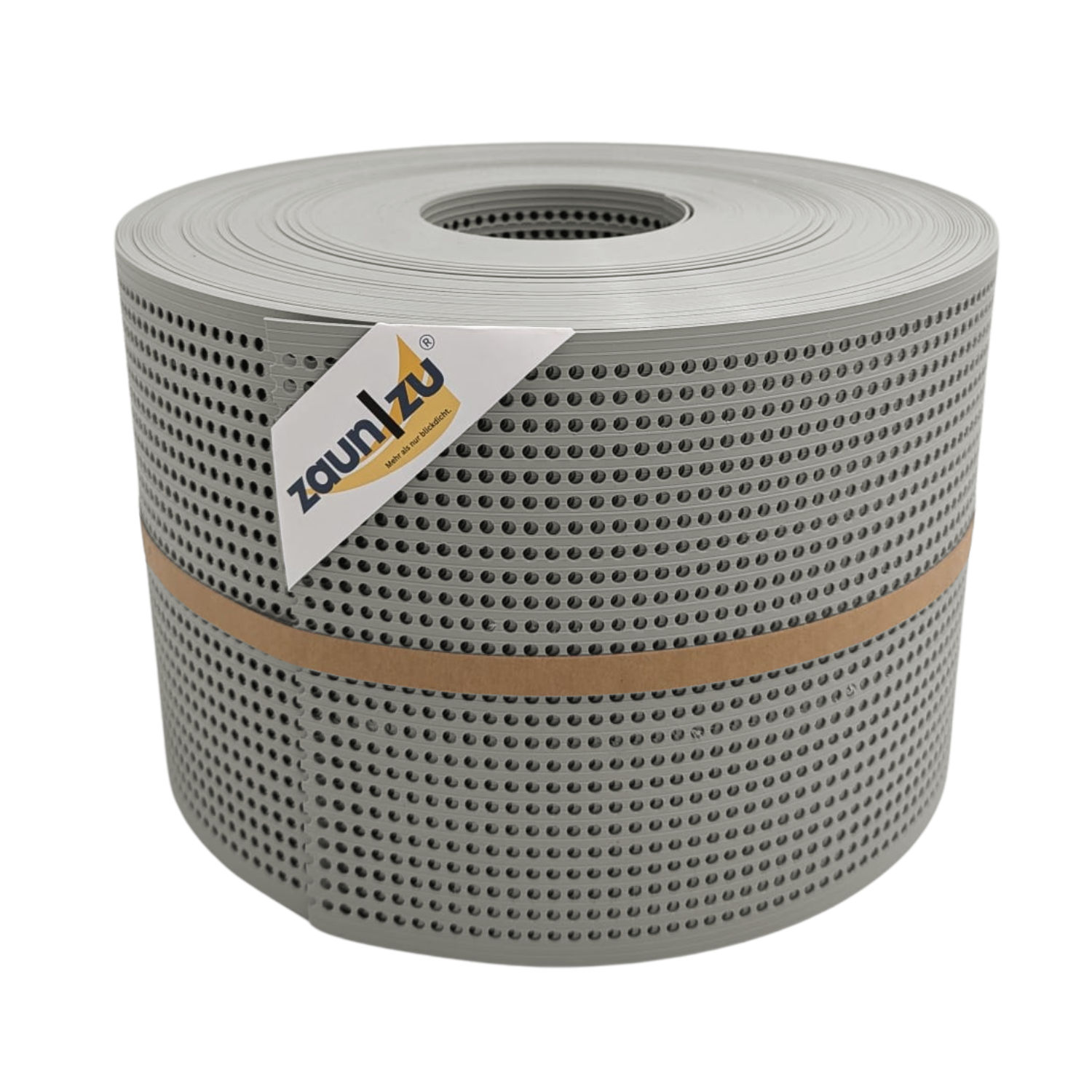 zaun|zu&reg; Sichtschutzstreifen Rille Gelocht 30 Prozent PP Streifen Steingrau 50m - Bild 1