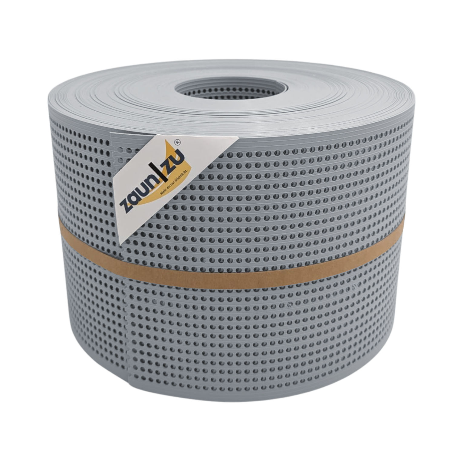 zaun|zu&reg; Sichtschutzstreifen Rille Gelocht 30 Prozent PP Streifen Fenstergrau 50m - Bild 1
