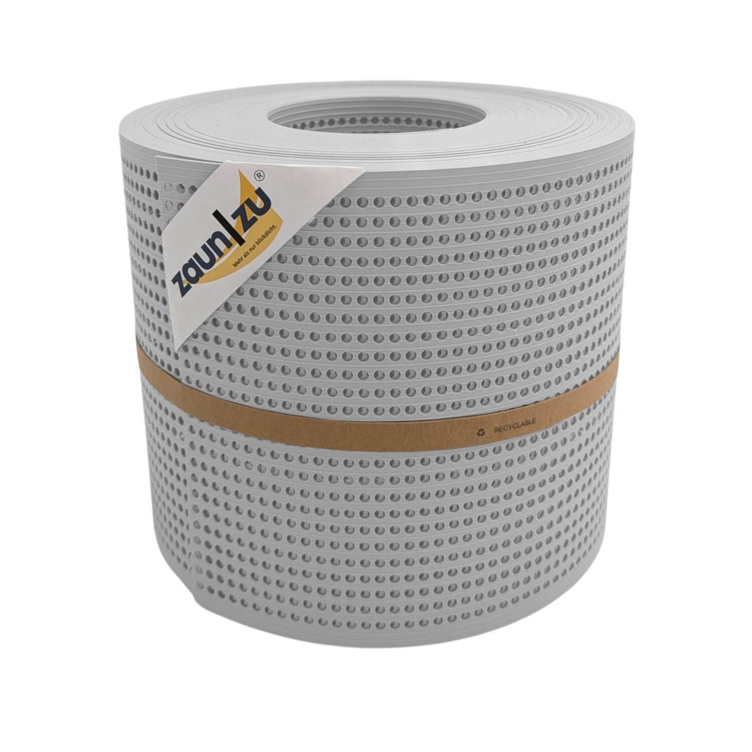 zaun zu® Sichtschutzstreifen Rille Gelocht 30 Prozent PP Streifen Lichtgrau 26m