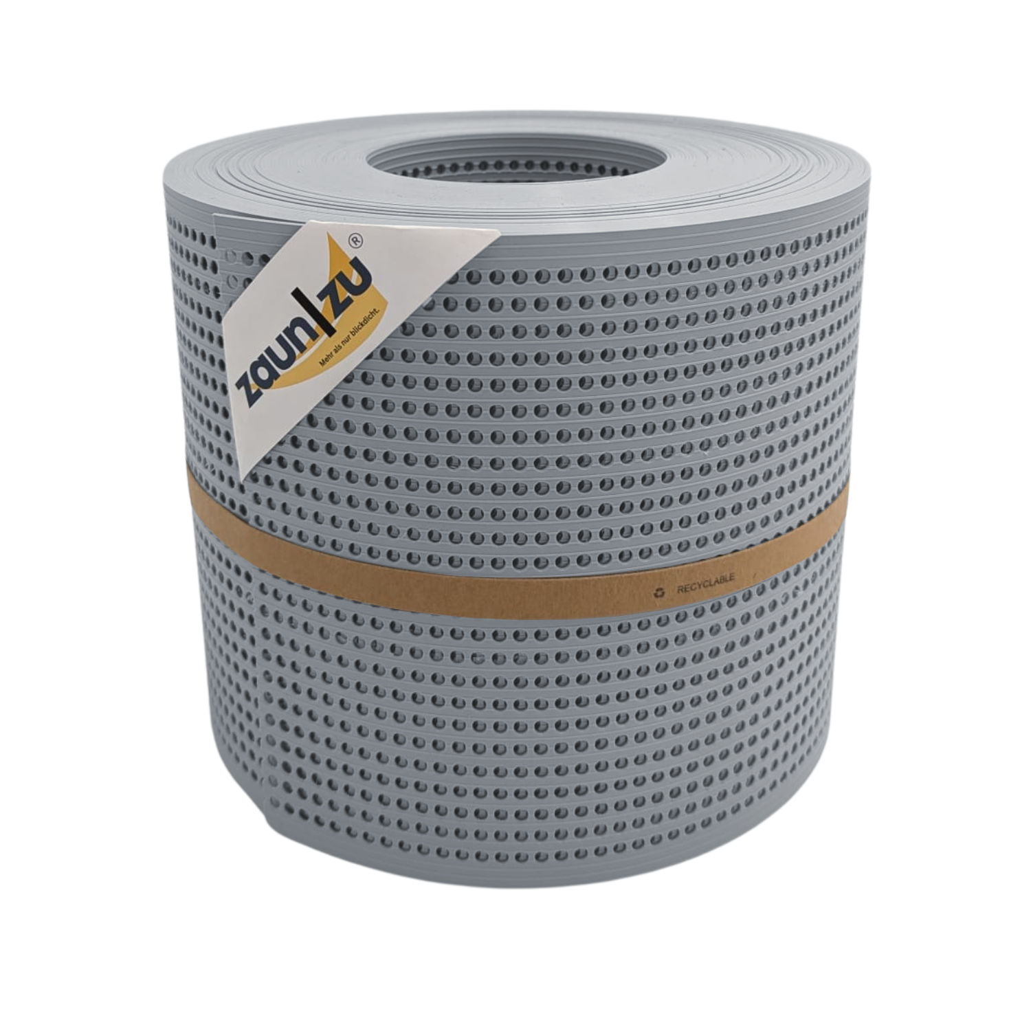 zaun|zu&reg; Sichtschutz Rille Gelocht 30 Prozent PP Streifen Fenstergrau 26m - Bild 1