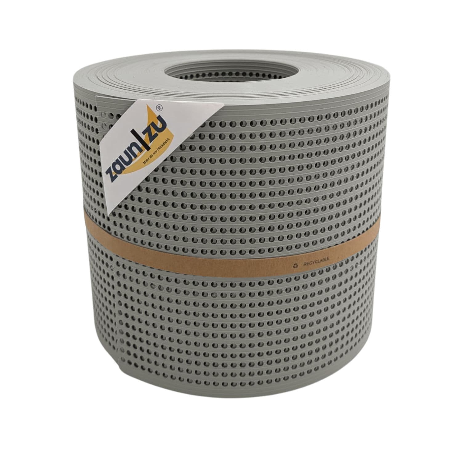 zaun|zu&reg; Sichtschutzstreifen Rille Gelocht 30 Prozent PP Streifen Steingrau 26m - Bild 1