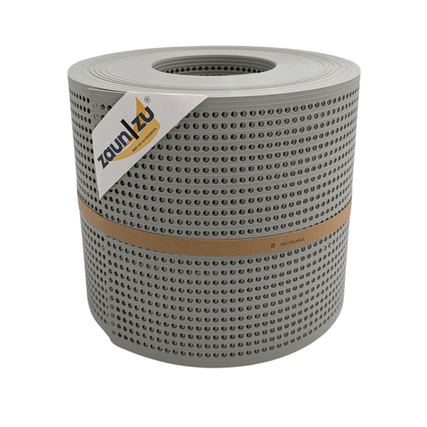 zaun zu® Sichtschutzstreifen Rille Gelocht 30 Prozent PP Streifen Steingrau 26m