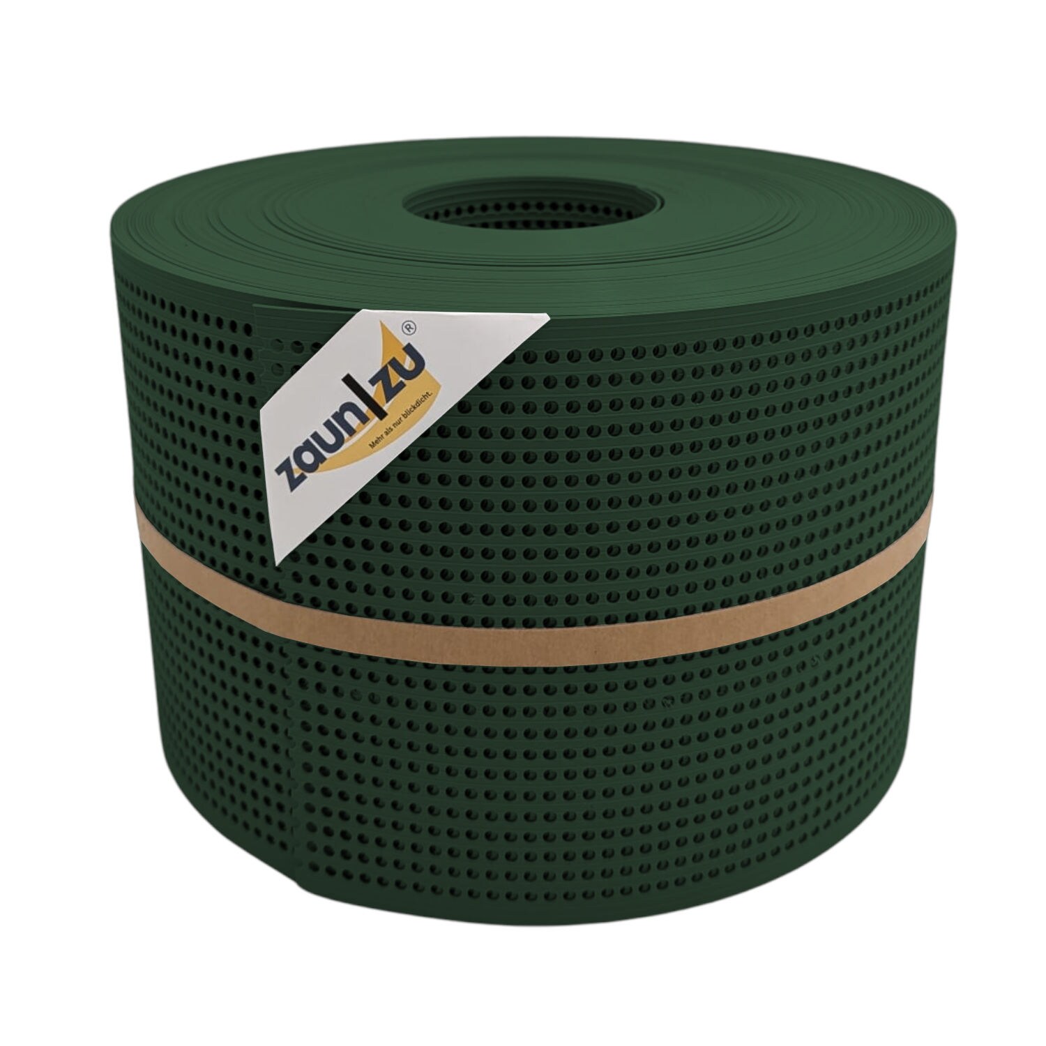 zaun|zu&reg; Sichtschutz Rille Gelocht 30 Prozent PP Streifen Tannengr&uuml;n 50m - Bild 1