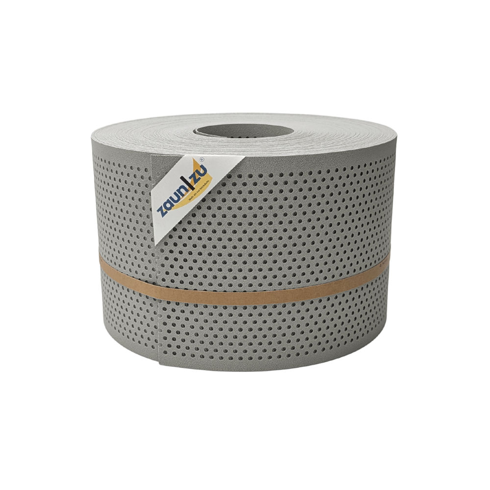 zaun|zu&reg; Sichtschutzstreifen PP Premium Gelocht 20 Prozent Streifen Steingrau 50m - Bild 1