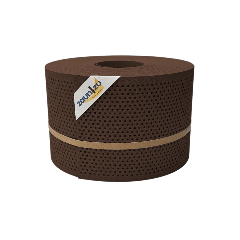 zaun|zu&reg; Sichtschutzstreifen PP Premium Gelocht 20 Prozent Streifen Braun 50m - Bild 1