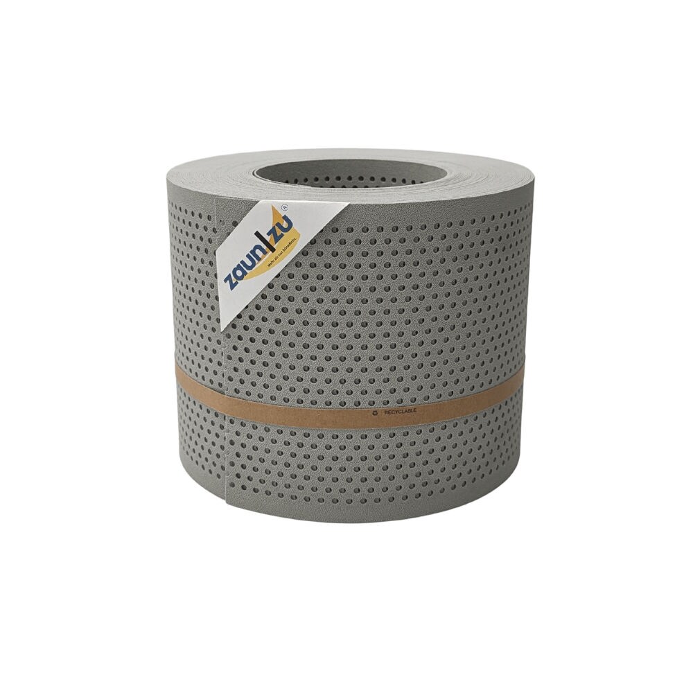 zaun zu® Sichtschutzstreifen PP Premium Gelocht 20 Prozent Streifen Steingrau 26m