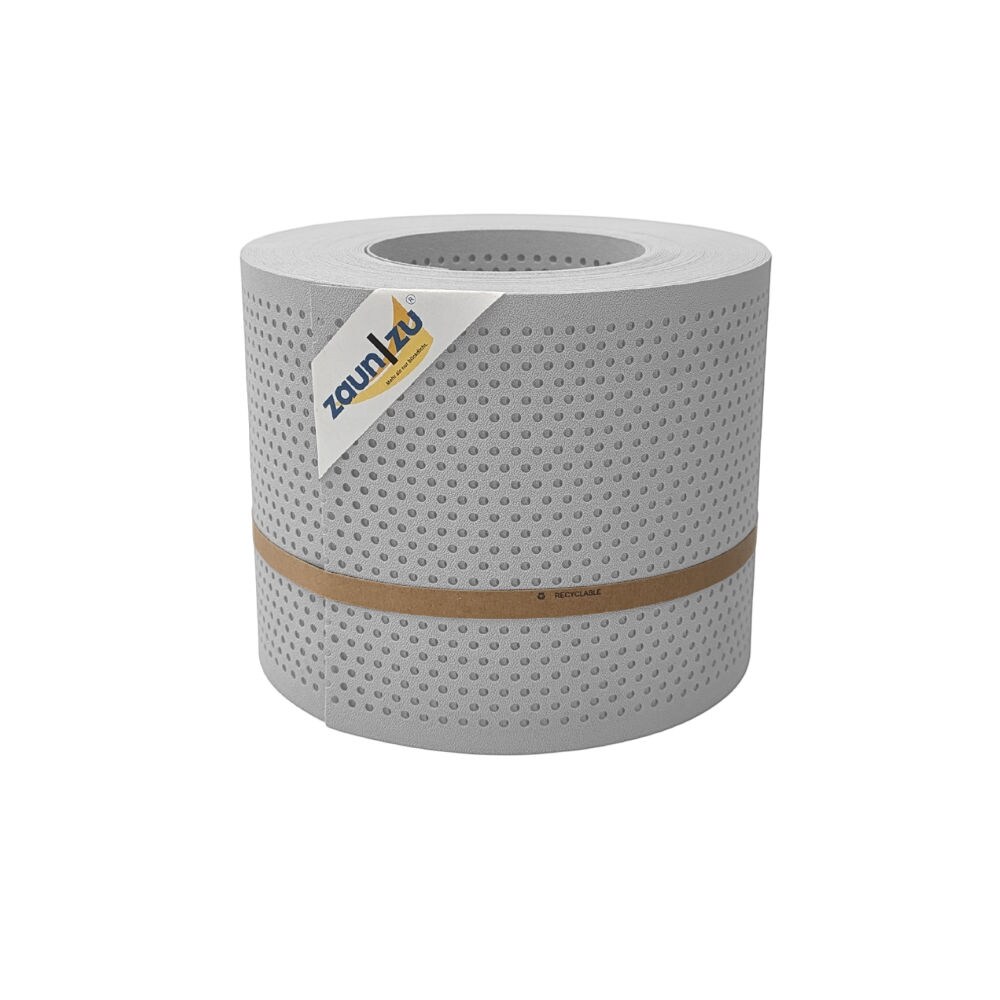 zaun zu® Sichtschutzstreifen PP Premium Gelocht 20 Prozent Streifen Lichtgrau 26m