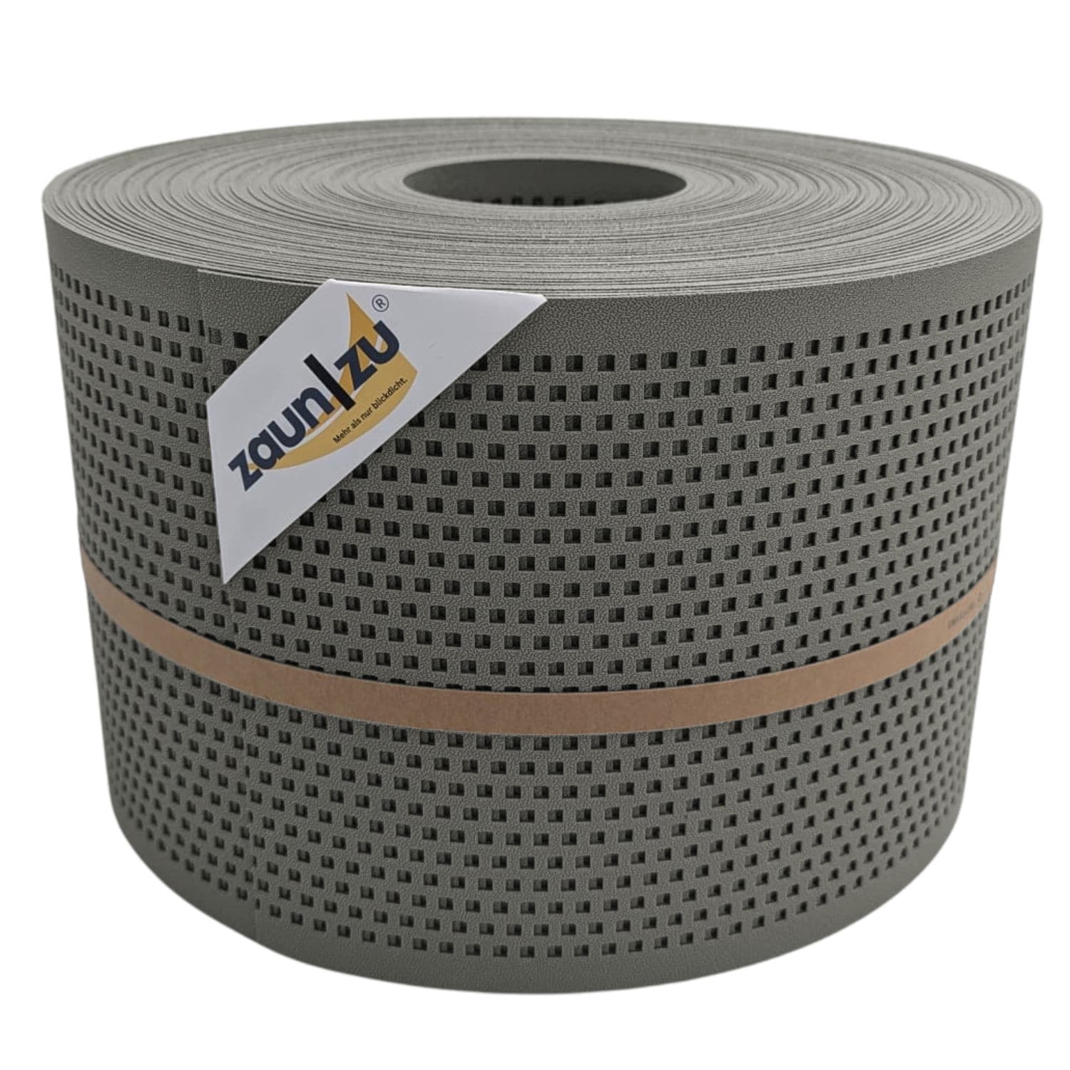 zaun|zu&reg; Sichtschutzstreifen Gelocht Quadrat Muster f&uuml;r Doppelstabmatten Steingrau 50m - Bild 1