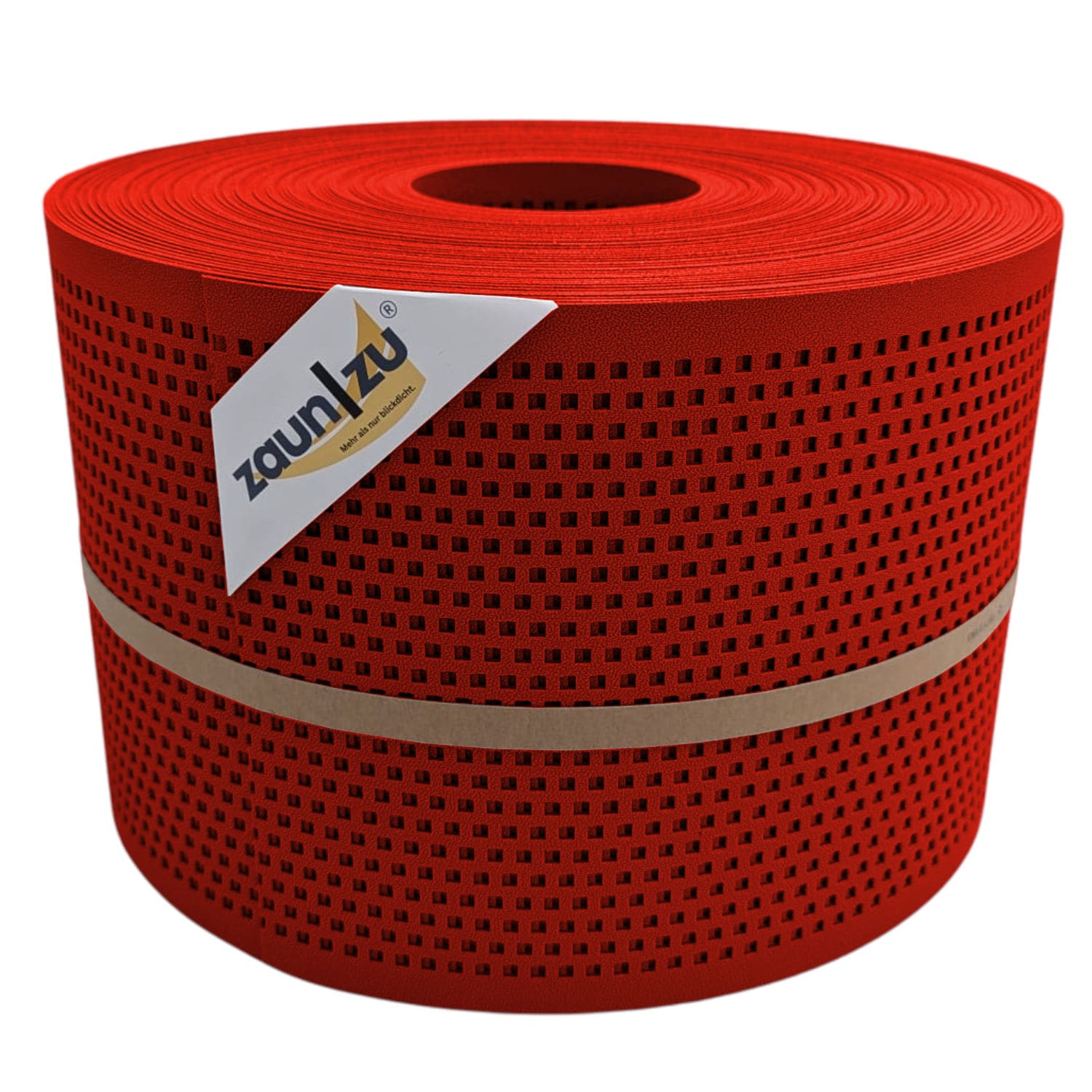 zaun|zu&reg; Sichtschutzstreifen Gelocht Quadrat Muster f&uuml;r Doppelstabmatten Rot 50m - Bild 1