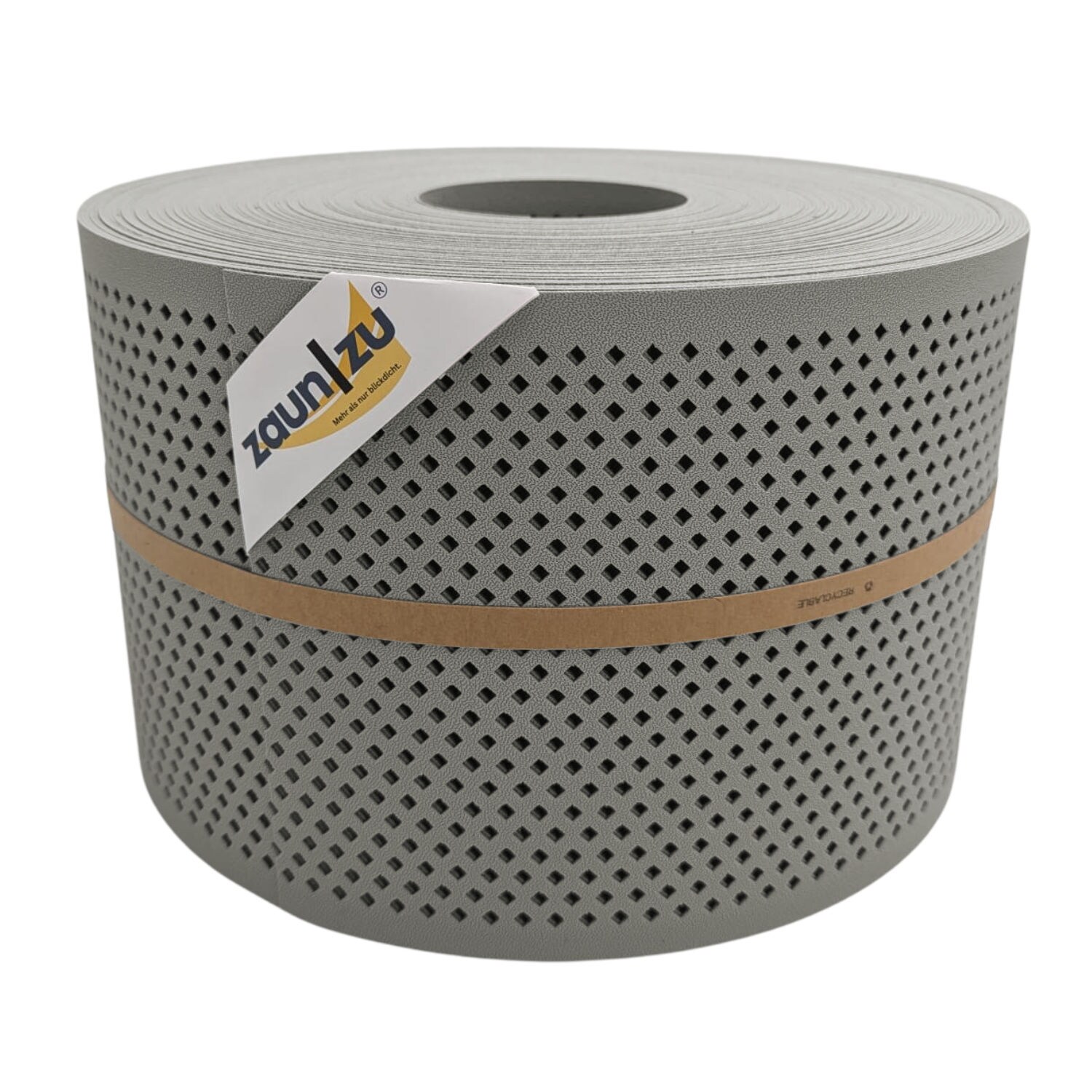zaun zu® Sichtschutzstreifen Premium Gelocht Diamant-Muster für Doppelstabmatten Steingrau 50m