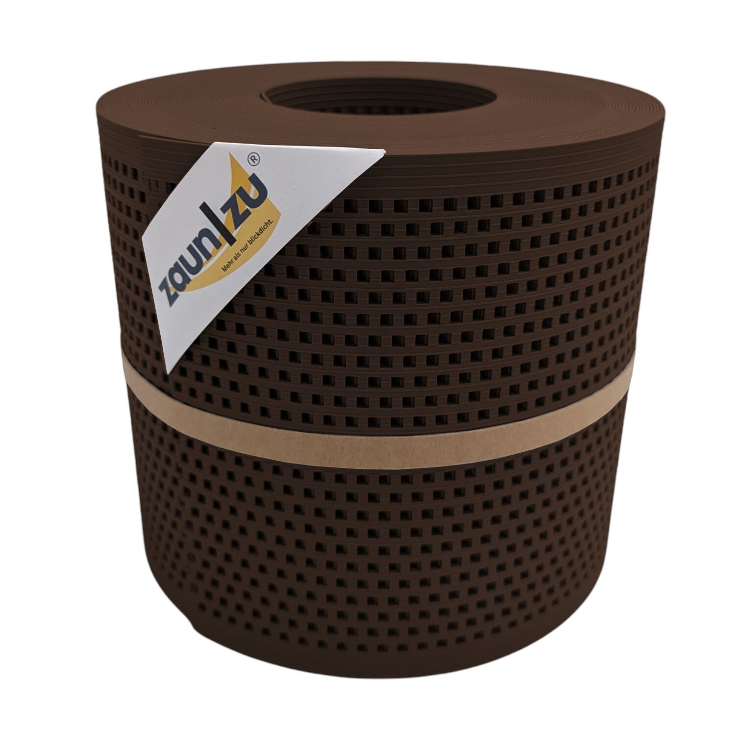 zaun|zu&reg; Sichtschutzstreifen Rille Gelocht Quadrat-Muster f&uuml;r Doppelstabmatten Braun 26m - Bild 1