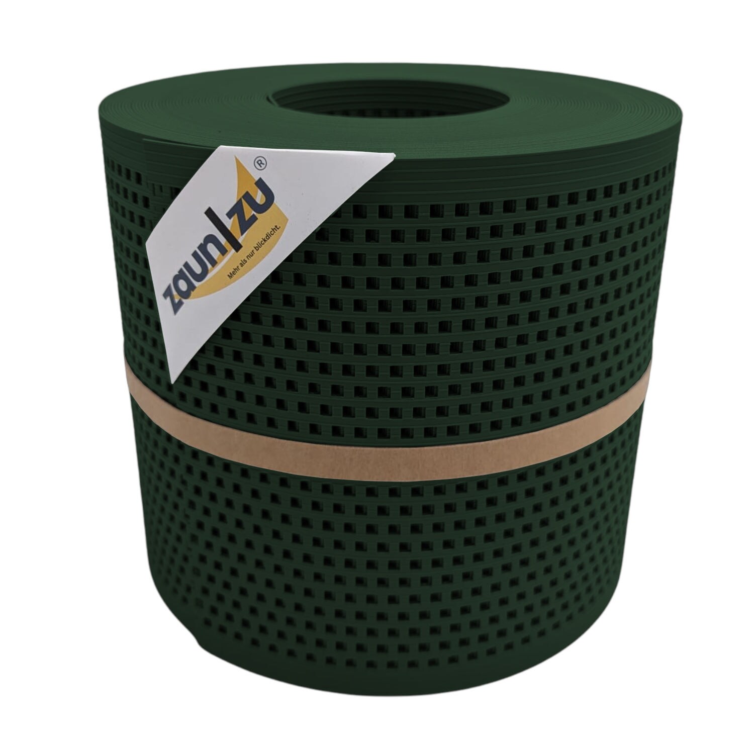 zaun|zu&reg; Sichtschutzstreifen Rille Gelocht Quadrat-Muster f&uuml;r Doppelstabmatten Tannengr&uuml;n 26m - Bild 1