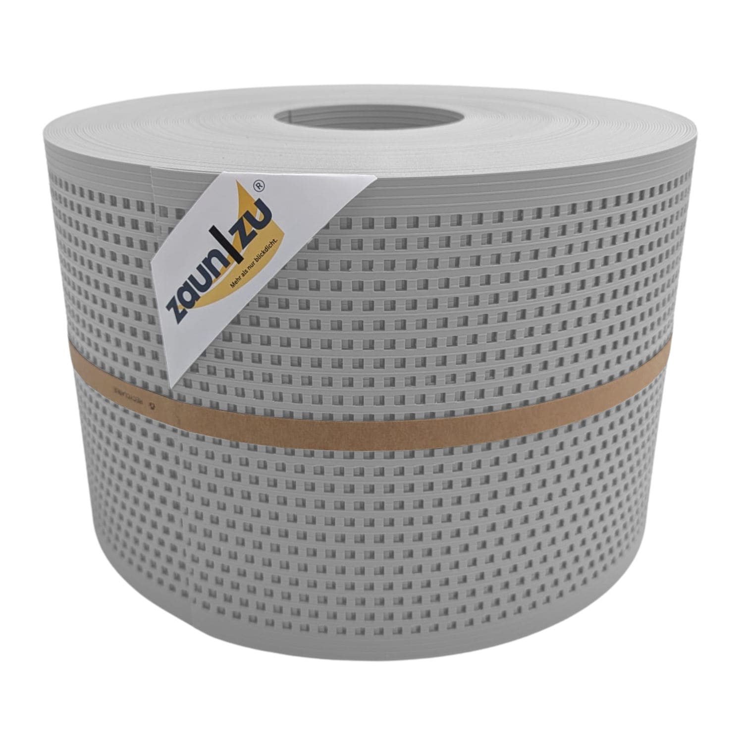 zaun|zu&reg; Sichtschutzstreifen Rille Gelocht Quadrat-Muster f&uuml;r Doppelstabmatten Lichtgrau 50m - Bild 1