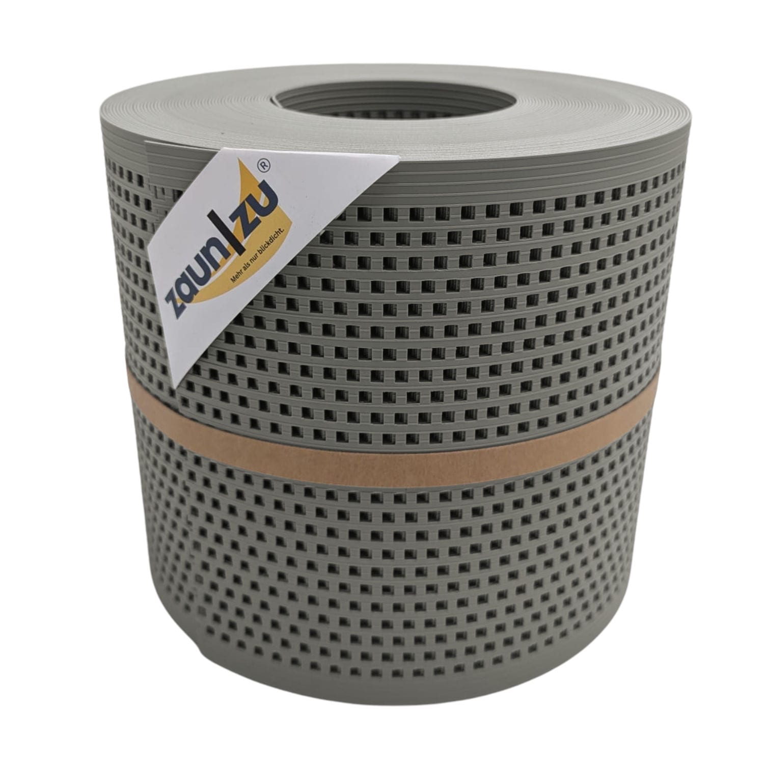 zaun|zu&reg; Sichtschutzstreifen Rille Gelocht Quadrat-Muster f&uuml;r Doppelstabmatten Steingrau 26m - Bild 1