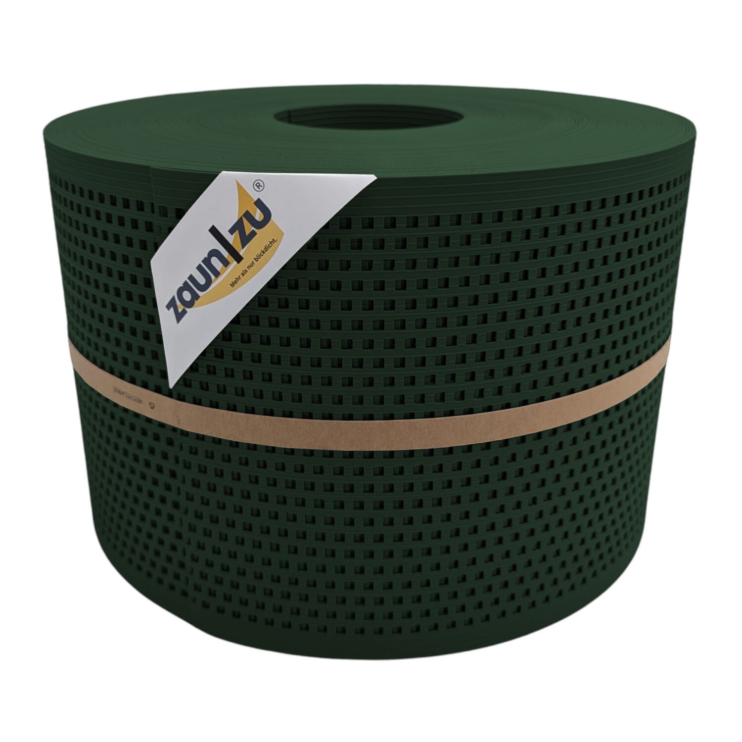 zaun|zu&reg; Sichtschutzstreifen Rille Gelocht Quadrat-Muster f&uuml;r Doppelstabmatten Tannengr&uuml;n 50m - Bild 1