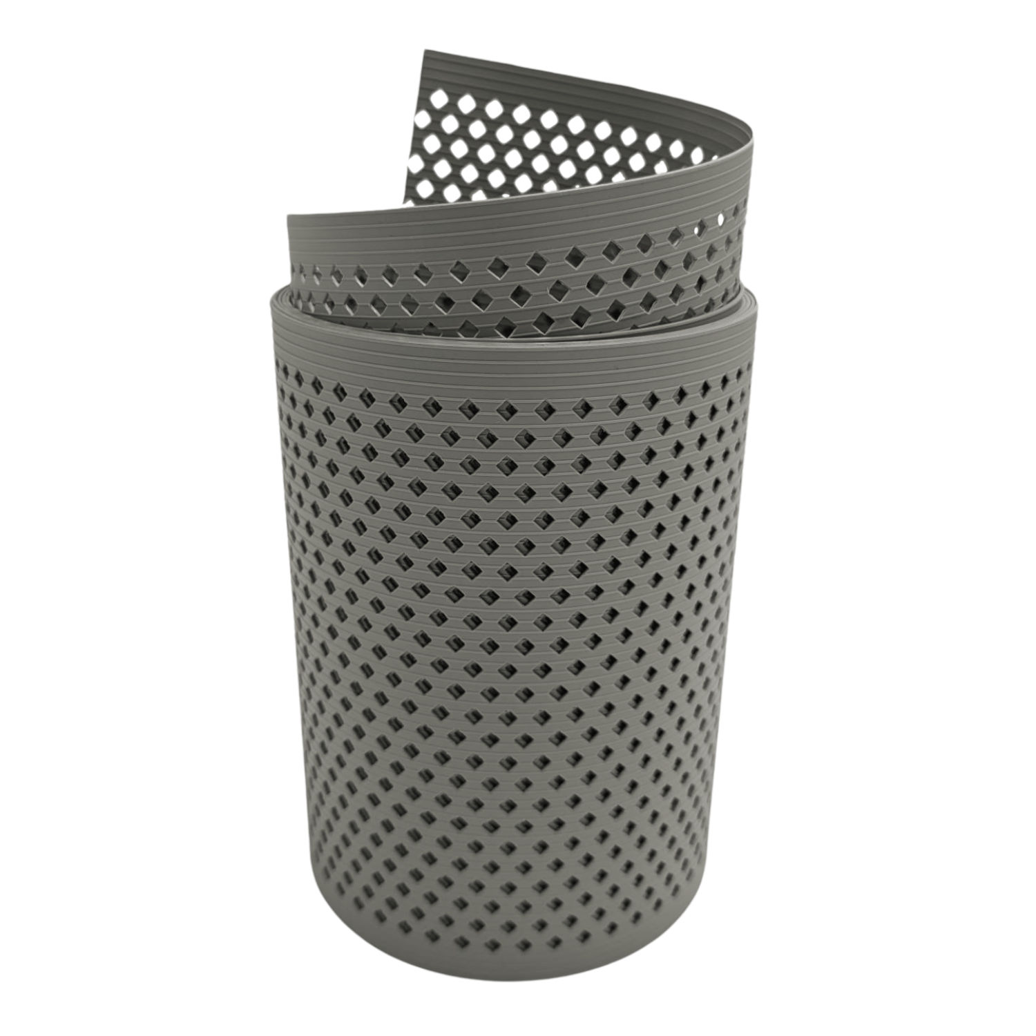 zaun|zu&reg; Sichtschutzstreifen Rille Gelocht Diamant Muster f&uuml;r Doppelstabmatten Steingrau 2,55 m - Bild 1