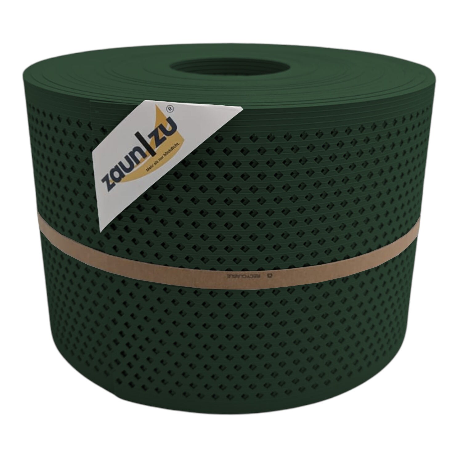 zaun|zu&reg; Sichtschutzstreifen Rille Gelocht Diamant Muster f&uuml;r Doppelstabmatten Tannengr&uuml;n 50m - Bild 1